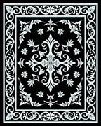 Ornate Black White Floral Medallion Rug
