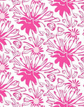 Pink Floral Outline Pattern Rug