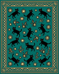 Whimsical Black Cats Stars Border Design Rug