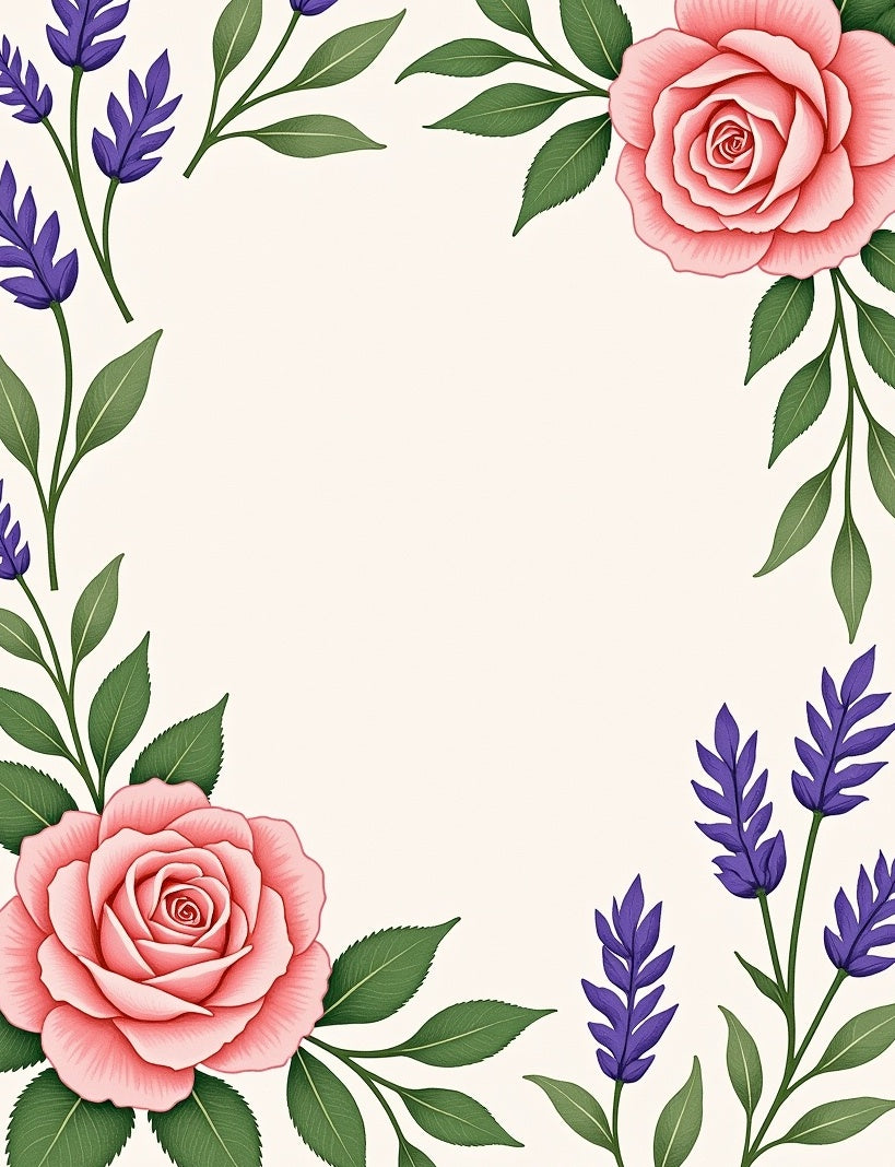 Pink Rose Purple Lavender Floral Design Rug