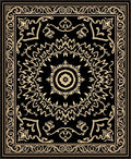 Black Gold Ornate Medallion Rug