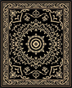 Black Gold Ornate Medallion Rug