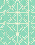 Aqua Cream Geometric Fan Pattern Rug