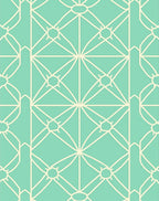 Aqua Cream Geometric Fan Pattern Rug