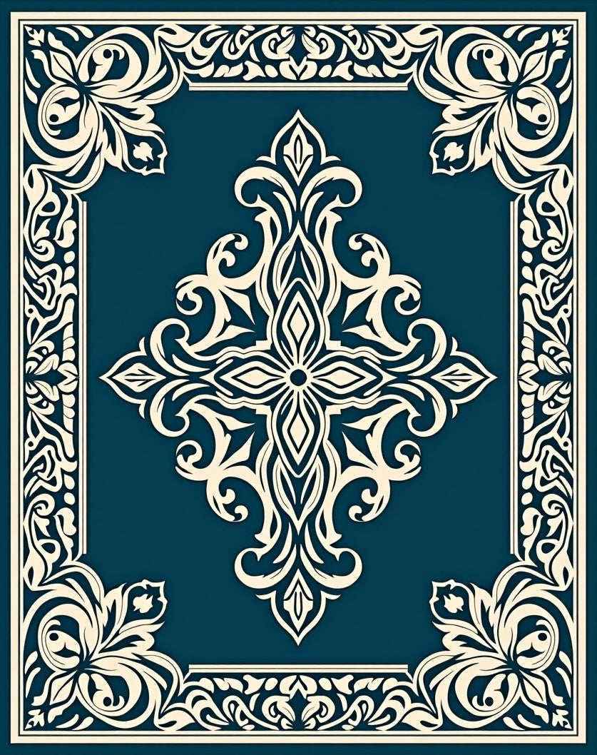 Ornate Floral Medallion Cream Rug