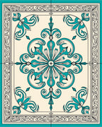 Turquoise Classic Floral Medallion Design Rug