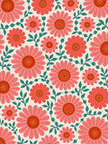 Coral Daisy Floral Pattern Rug