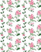 Pink Rose Vine Floral Pattern Rug