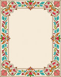 Vibrant Floral Scrollwork Border Design Rug