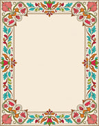 Vibrant Floral Scrollwork Border Design Rug