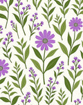 Purple Floral Branch Pattern Rug