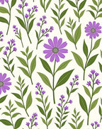Purple Floral Branch Pattern Rug