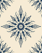 Elegant Dark Blue Mandala Pattern Rug