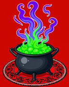 Spooky Cauldron With Swirling Smoke Rug