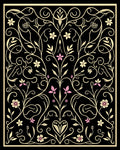 Black Floral Swirl Art Nouveau Rug