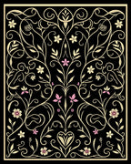 Black Floral Swirl Art Nouveau Rug