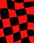 Bold Red Black Checkered Waves Rug