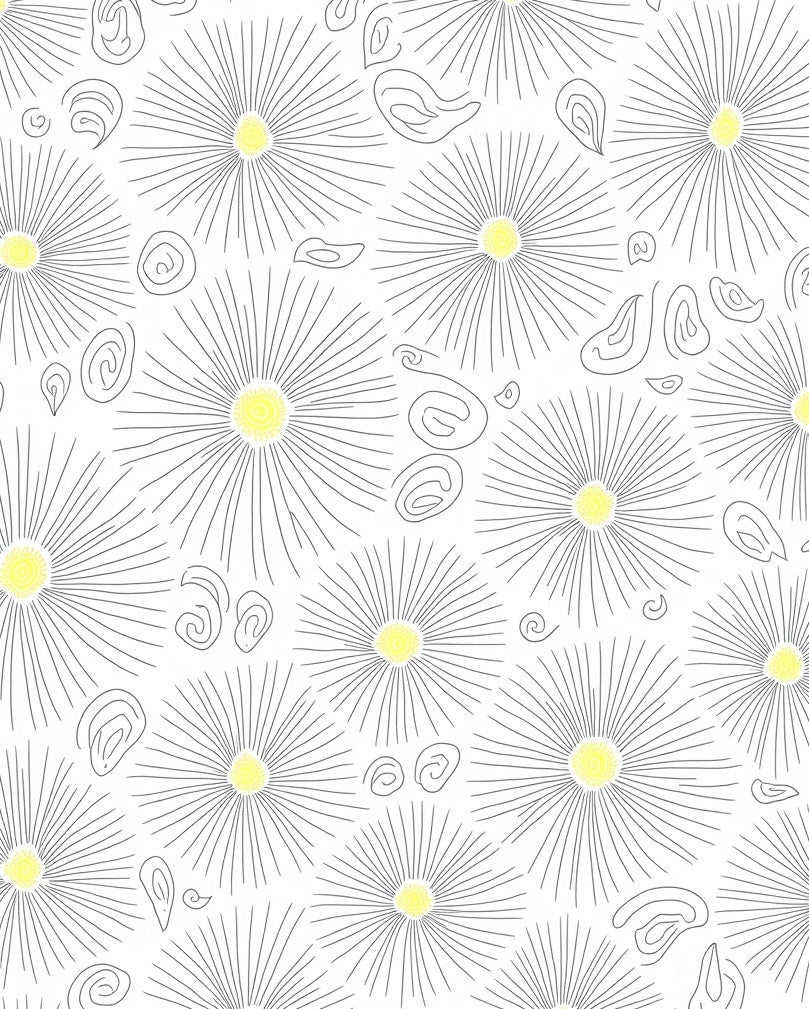 Sunburst Floral Outline Pattern Rug