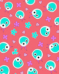 Whimsical Aqua Creature Heart Pattern Rug