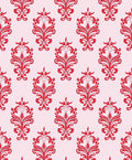 Red Floral Damask Allover Repeat Rug