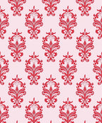 Red Floral Damask Allover Repeat Rug