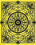 Intricate Yellow Black Floral Design Rug