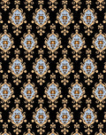 Ornate Blue Gold Damask Pattern Rug