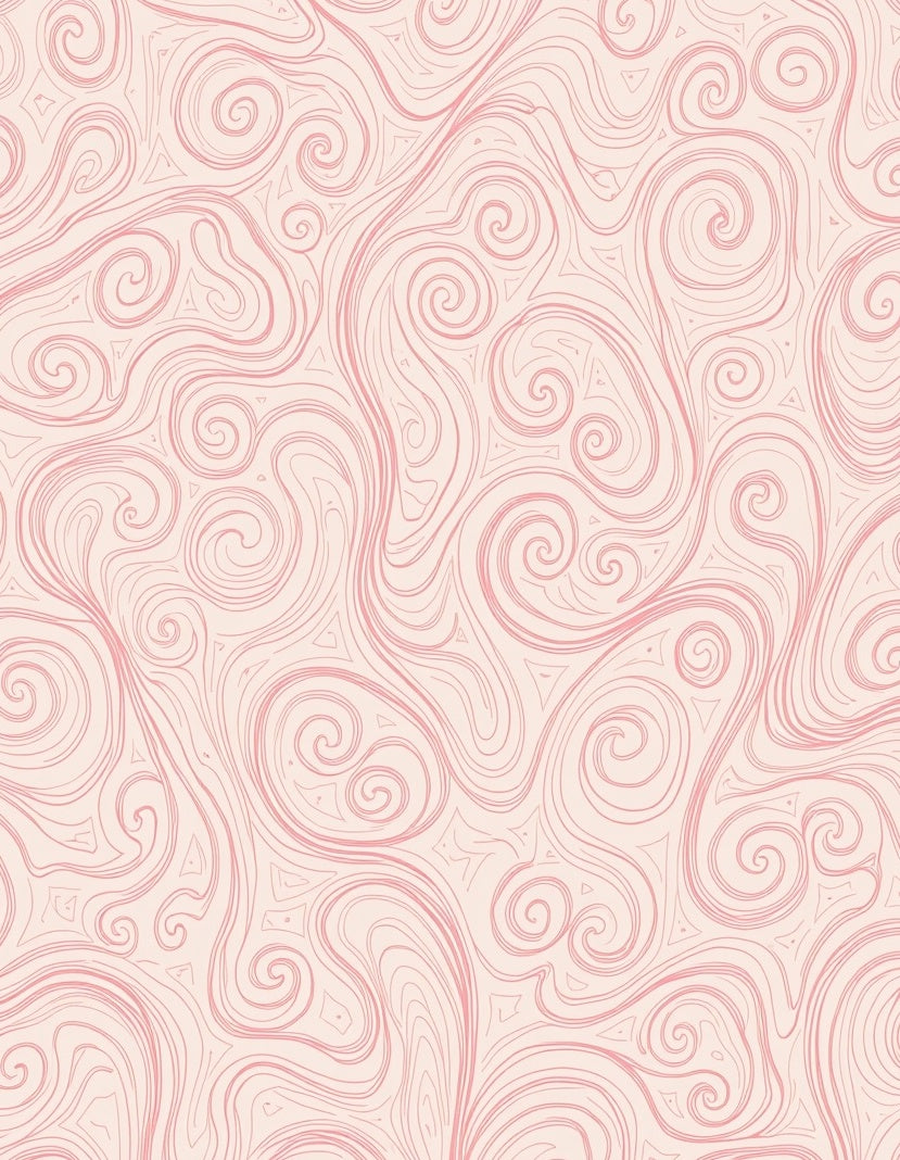 Delicate Swirls Patterned Pink Rug