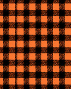 Checked Orange Black Abstract Print Rug