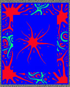 Bold Red Green Splatter Abstract Rug