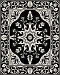 Ornate Black Cream Scroll Pattern Rug