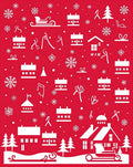 Winter Village Scenic Pattern Design Rug