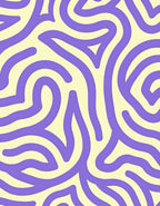 Whimsical Purple Cream Abstract Lines Rug