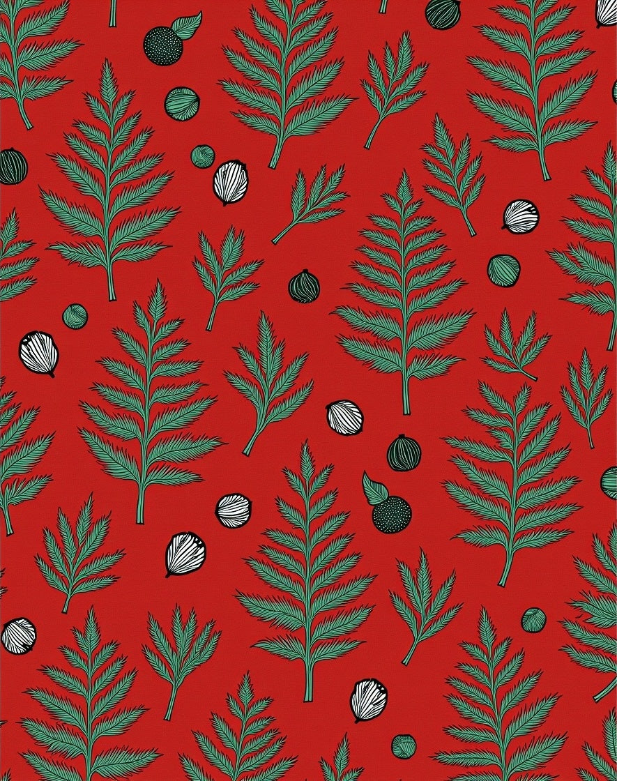 Festive Leaf Berry Pattern Rug