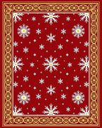 Red Snowflake Pattern with Gold Border Rug