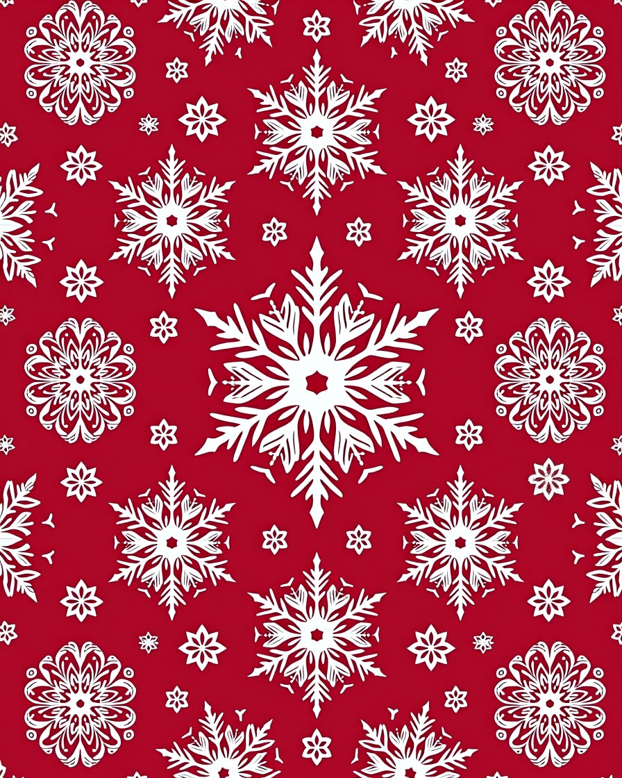 Red White Snowflake Pattern Rug
