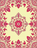Crimson Floral Symmetry Pattern Design Rug