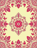 Crimson Floral Symmetry Pattern Design Rug