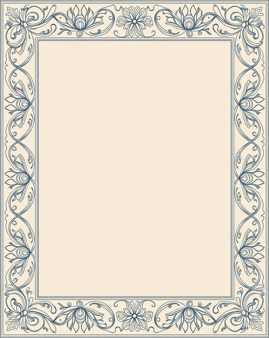 Classic Floral Swirl Frame Design Rug