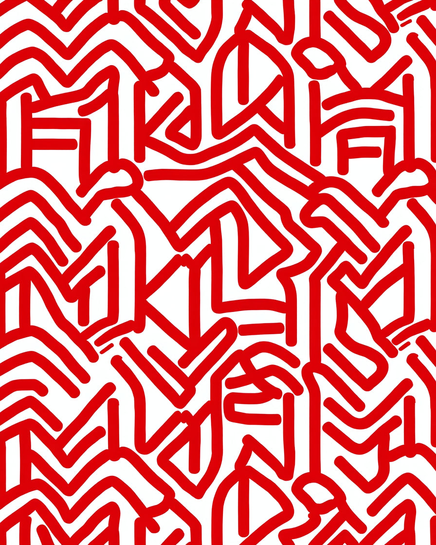 Bold Red Line Abstract Pattern Rug