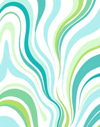 Turquoise And Green Wavy Pattern Rug