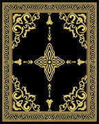 Black Gold Ornate Scroll Pattern Rug