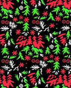 Festive Red Green Snowfall Trees Rug