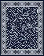 Abstract Swirls Border Pattern Rug