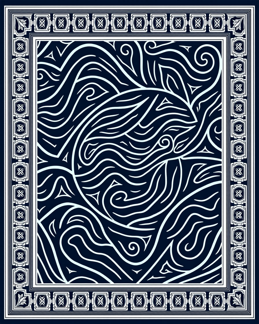 Abstract Swirls Border Pattern Rug