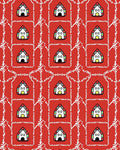 Whimsical Houses Red Pattern Rug