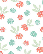 Coral and Teal Floral Pattern Rug