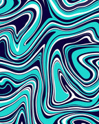 Aqua White And Navy Swirl Rug