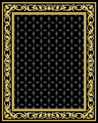 Elegant Black Yellow Floral Medallion Pattern Rug