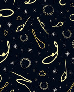 Celestial Gold Swirls and Stars Rug
